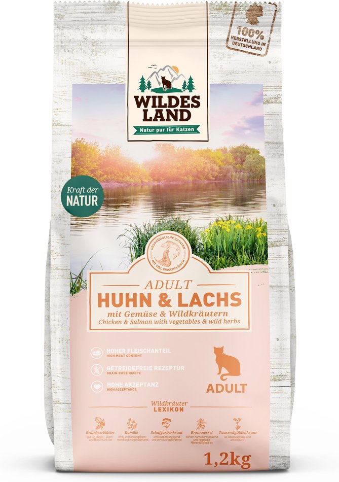 Wildes Land Cat Huhn, Lachs & Gartengemüse - 1,2 kg