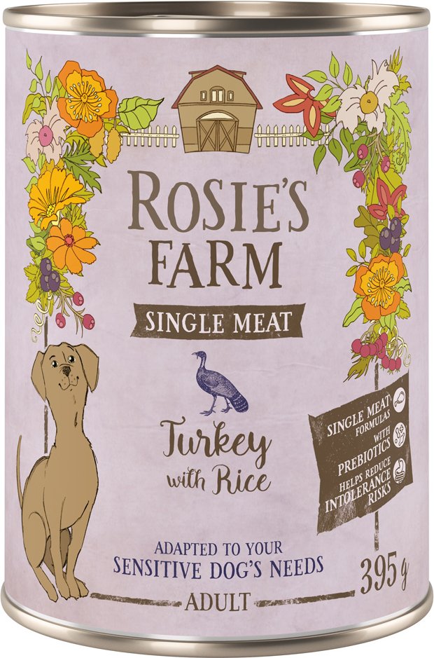 Rosie's Farm Single Meat Adult 6 x 395 g - Truthahn & Reis