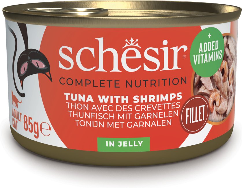 Schesir Complete Nutrition Filet in Gelee 6 x 85 g - Thunfisch mit Garnelen