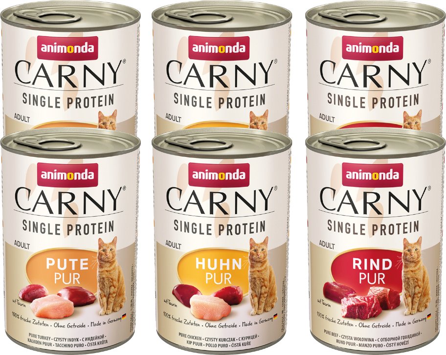 Probierpaket animonda Carny Single Protein Adult Mix - 6 x 400 g