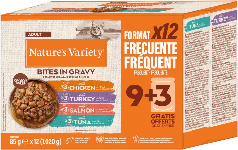 Nature's Variety Bites in Soße Adult 12 x 85 g - Mix (4 Sorten)