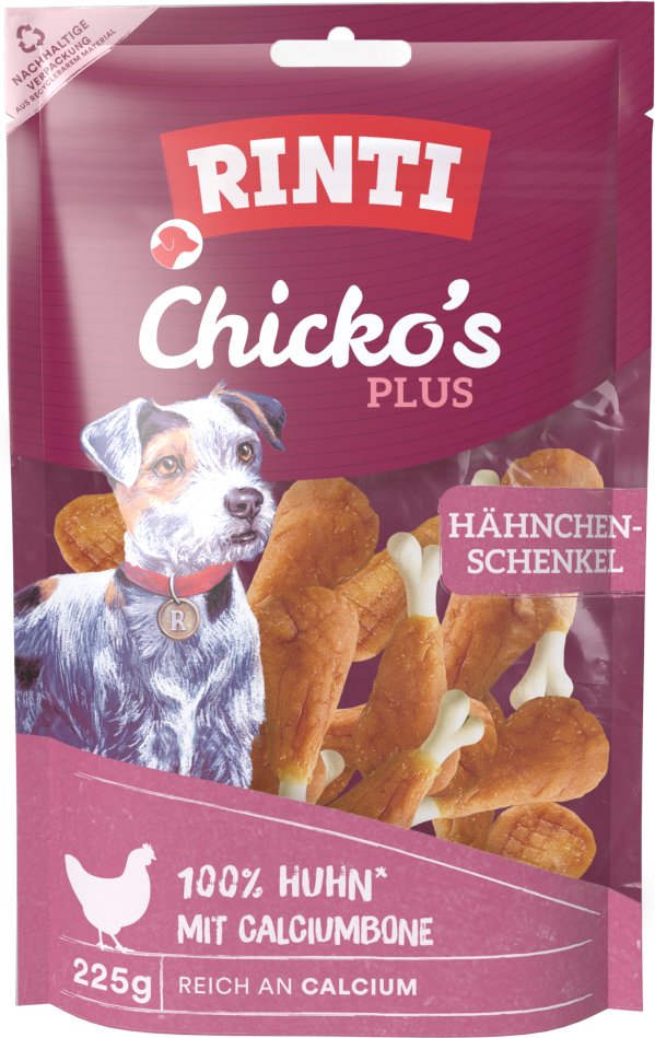 RINTI Chicko Plus Hähnchenschenkel mit Calcium - Sparpaket: 3 x 225 g