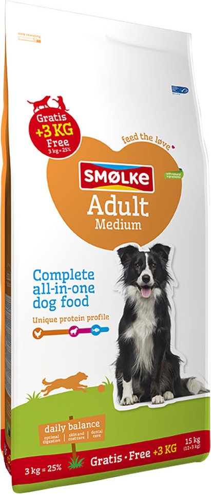 3 kg gratis! 15 kg Smølke Adult - Medium