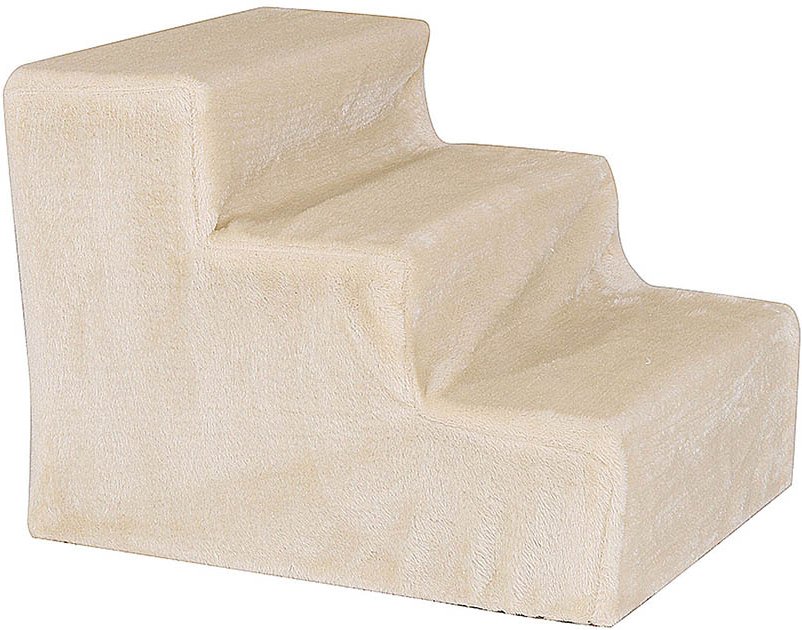 Lionto Haustiertreppe mit Plüschbezug - beige: L 46 x B 36 x H 34 cm