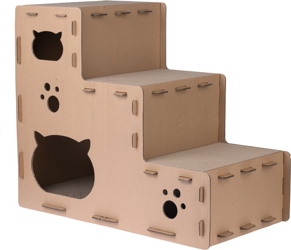 TIAKI Kratztreppe Puzzle für Katzen - L 70 x B 40 x H 60 cm