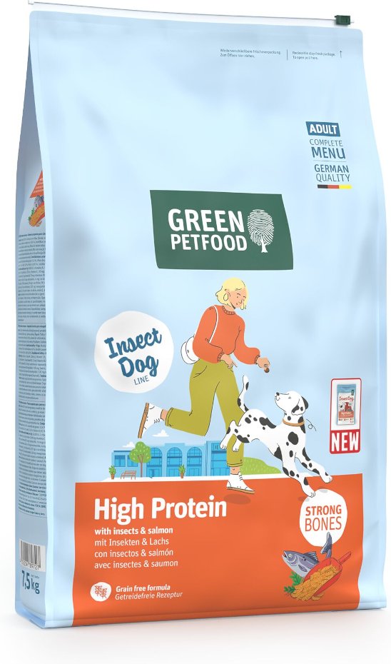 Green Petfood InsectDog High Protein mit Insekten & Lachs - 7,5 kg