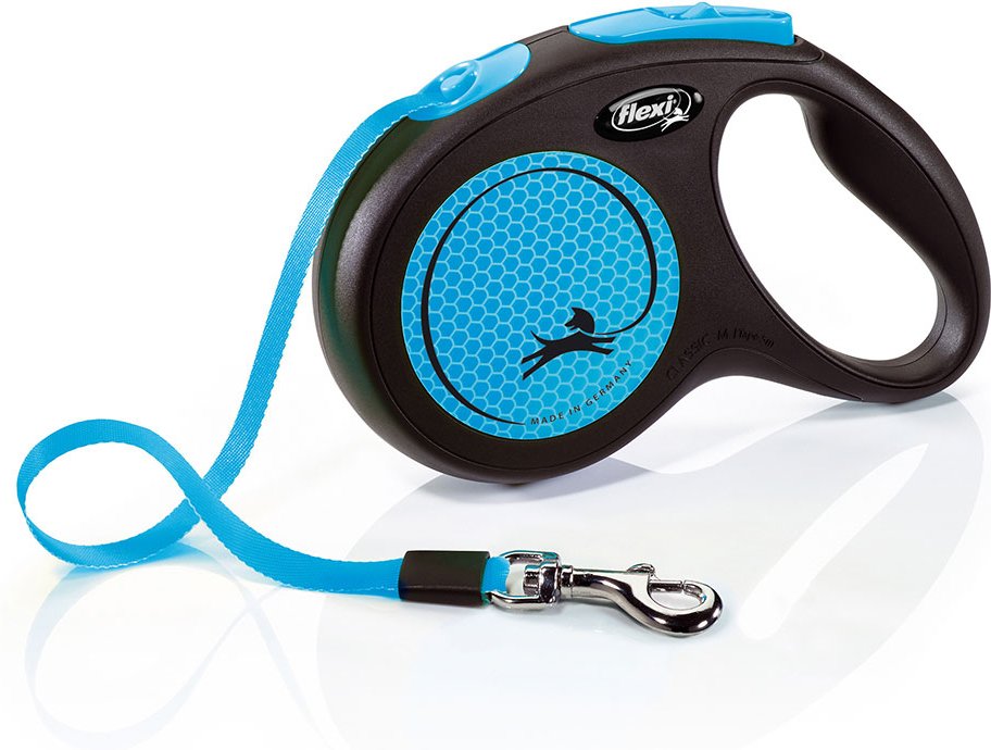 flexi New Neon Gurt-Leine blau, 5 m - Größe M: bis 25 kg