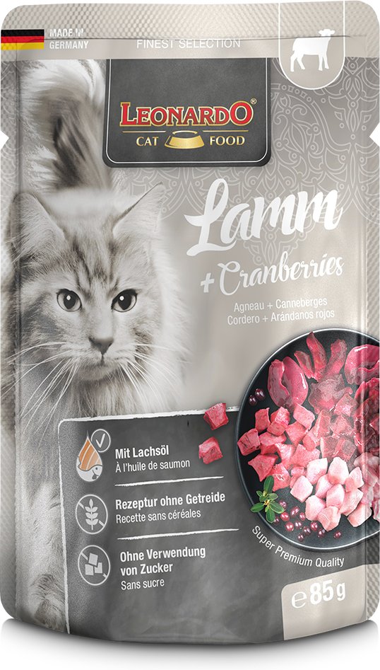 Thumbnail - Sparpaket Leonardo Finest Selection Katzenfutter Pouch 32 x 85 g - Lamm & Cranberries