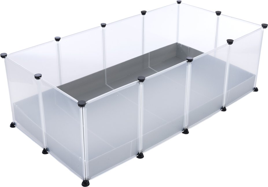 TIAKI Indoor Freigehege für Kleintiere zum Stecken mit Boden - L 145 x B 75 x H 12/46 cm