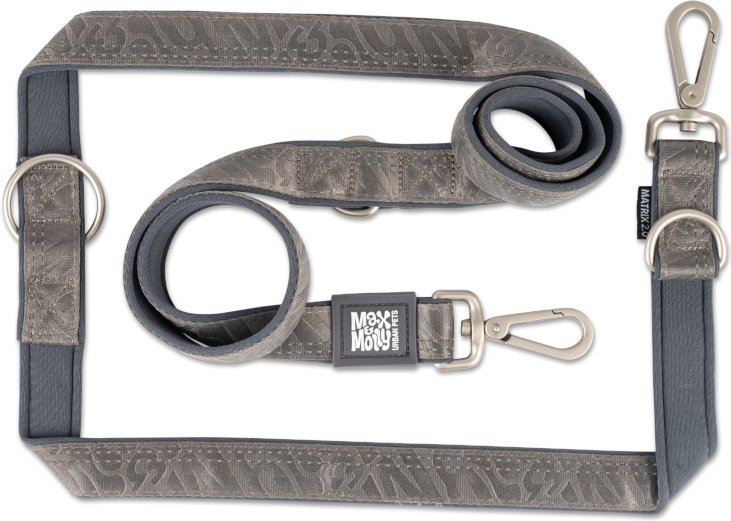 Max & Molly Multifunktionsleine - Matrix 2.0, stone - Größe L: 200 cm lang, 28 mm breit