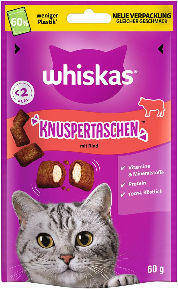 Thumbnail - Whiskas Knuspertaschen - Sparpaket: Rind 6 x 60 g