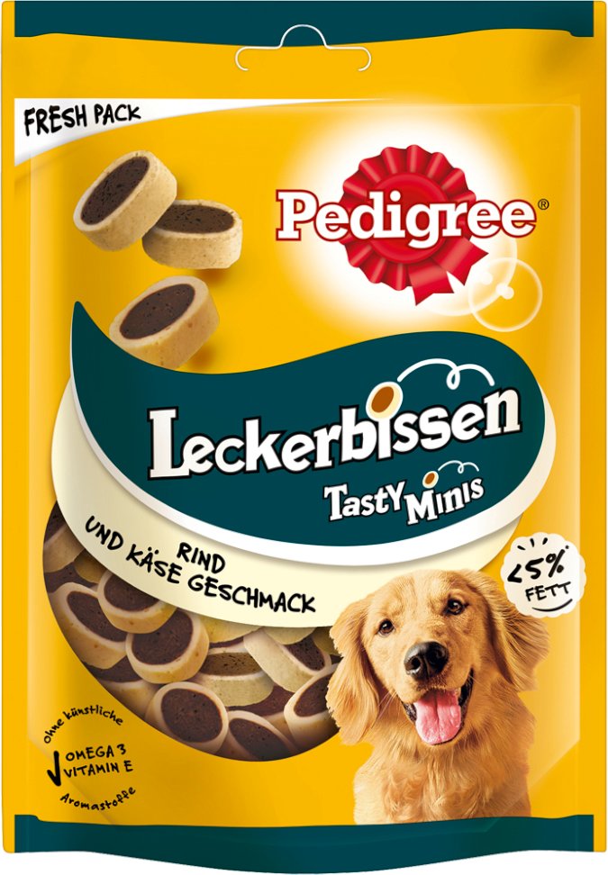 Pedigree Leckerbissen - Sparpaket: 6 x 140 g Mini-Happen Käse & Rind