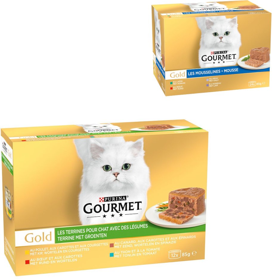 96 x 85 g Jumbopack Gourmet Gold + 24 x 85 g Feine Pastete Mix gratis! - Terrine mit Gemüse