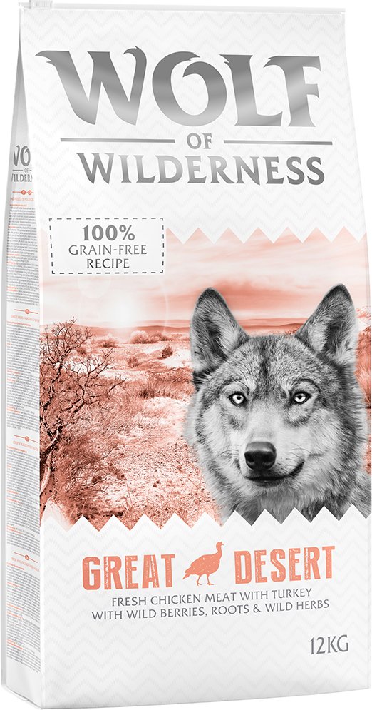 2 x 12 kg Wolf of Wilderness Trockenfutter - getreidefrei - Great Desert - Pute