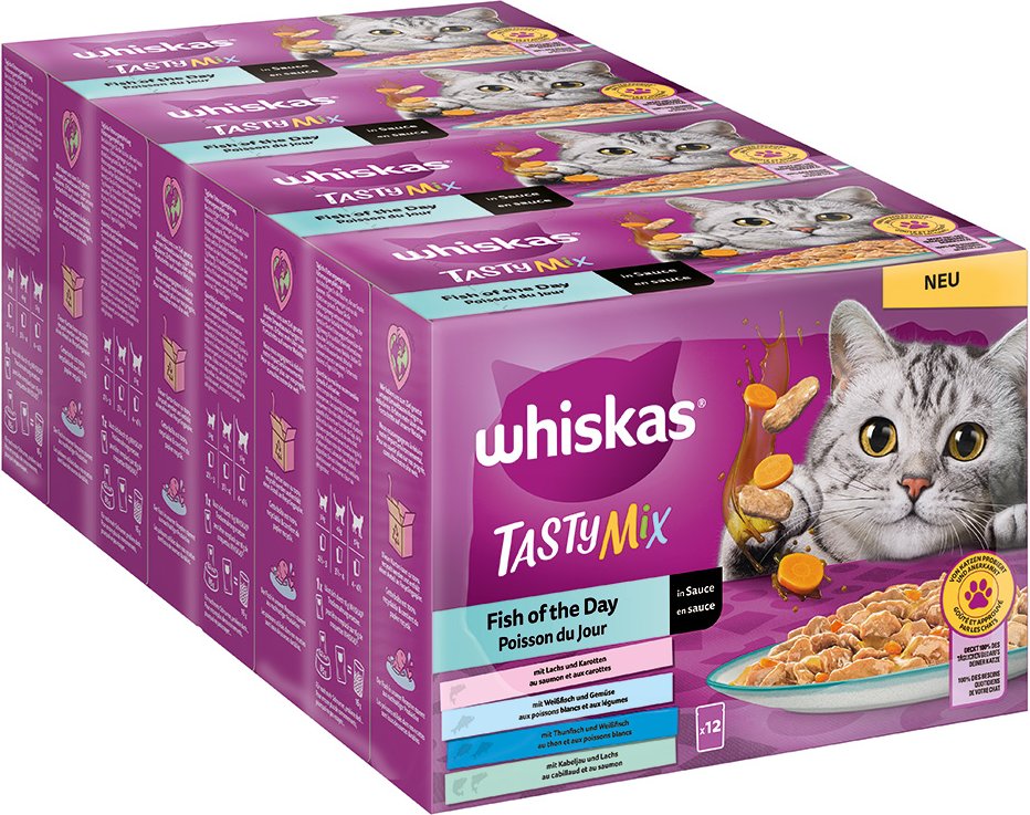 Multipack Whiskas Tasty Mix Portionsbeutel 48 x 85 g - Fish of the Day in Sauce