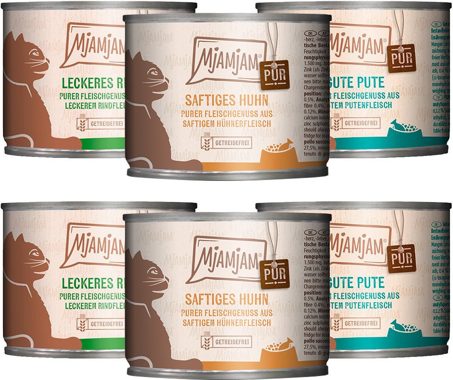 Probierpaket MjAMjAM purer Fleischgenuss 6 x 200 g - Mixpaket (3 Sorten)