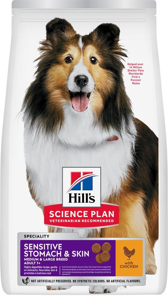 Sparpaket Hill's Science Plan 2 x Großgebinde - Sensitive Stomach & Skin Medium Chicken (2 x 14 kg)