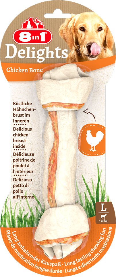 Thumbnail - 8in1 Delights Kauknochen Huhn - Sparpaket: 6 x 85 g (6 Stück) Größe L
