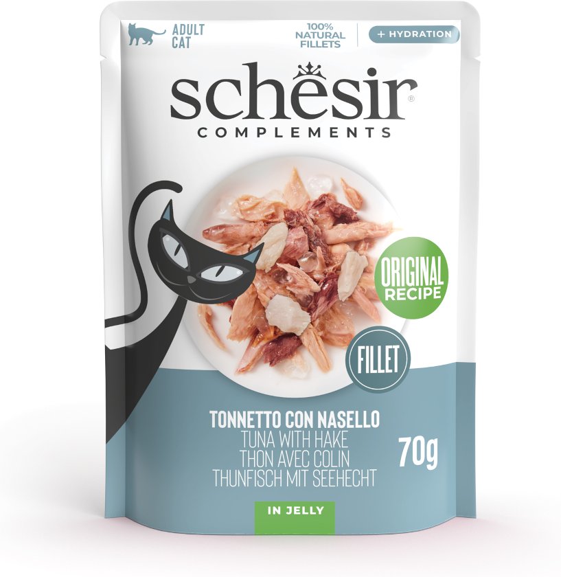Schesir Complements Filet in Gelee 6 x 70 g - Thunfisch mit Seehecht