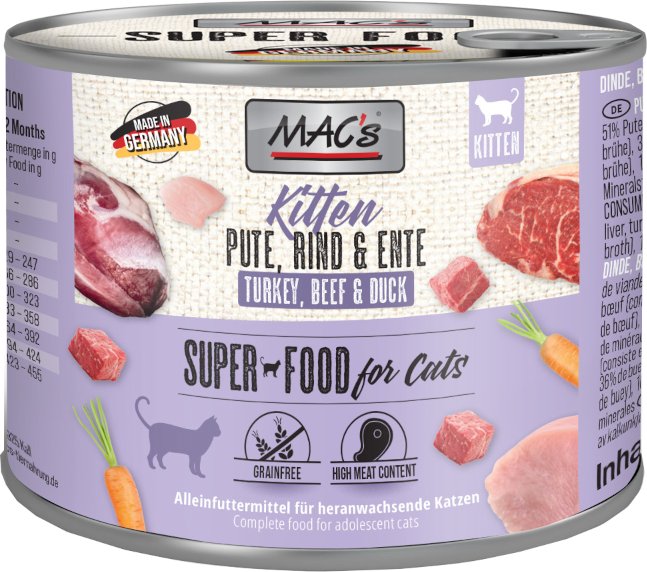 Thumbnail - MAC's Cat Kitten 6 x 200 g - Kitten Pute, Rind & Ente