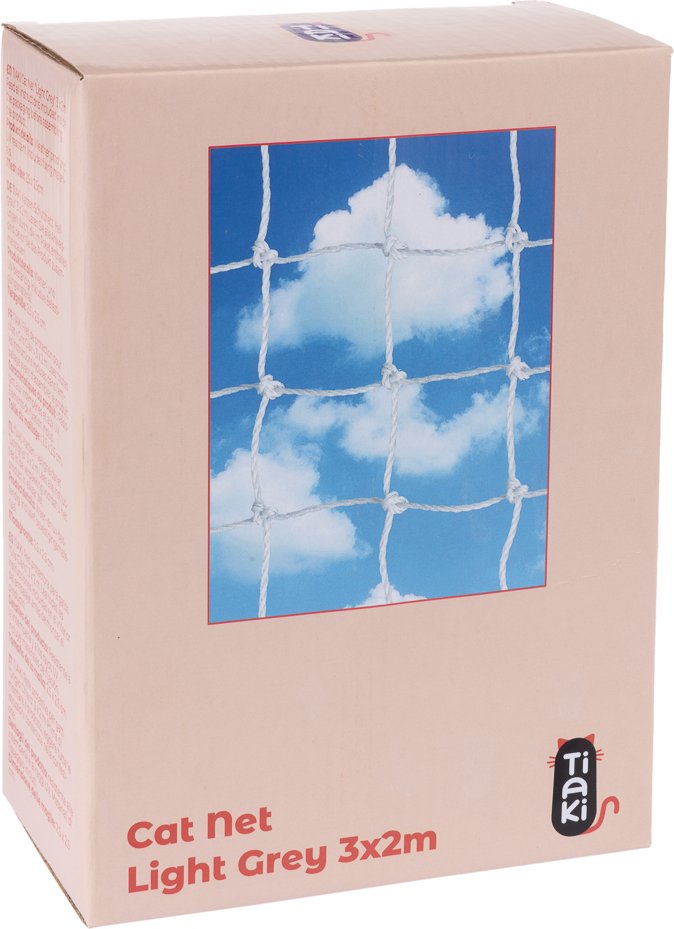 TIAKI Katzenschutznetz mit Drahtverstärkung, hellgrau - 3 x 2 m