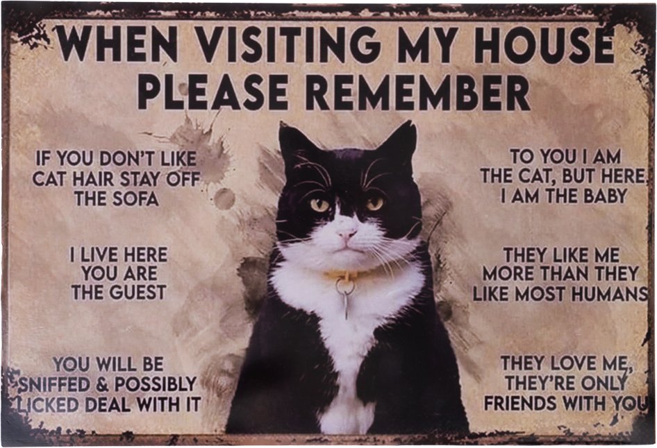 TIAKI Dekoschild "Katzenhausregeln" zum Aufhängen - 1 Stück