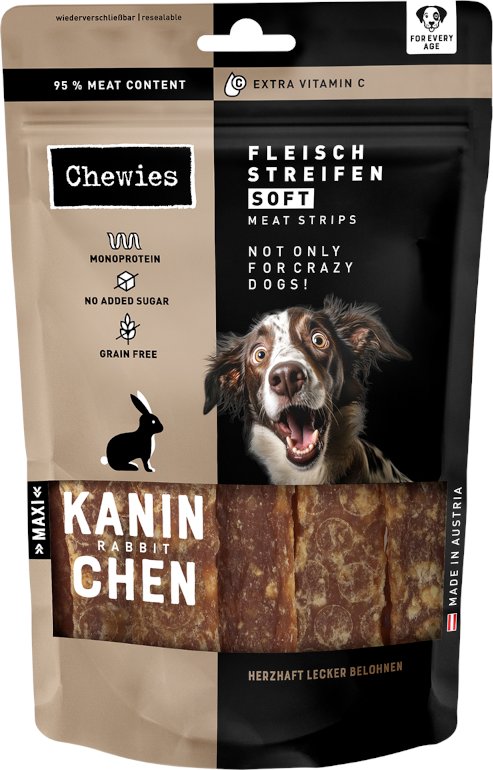 Chewies Fleischstreifen Soft 150 g - Sparpaket: Kaninchen 3 x 150 g