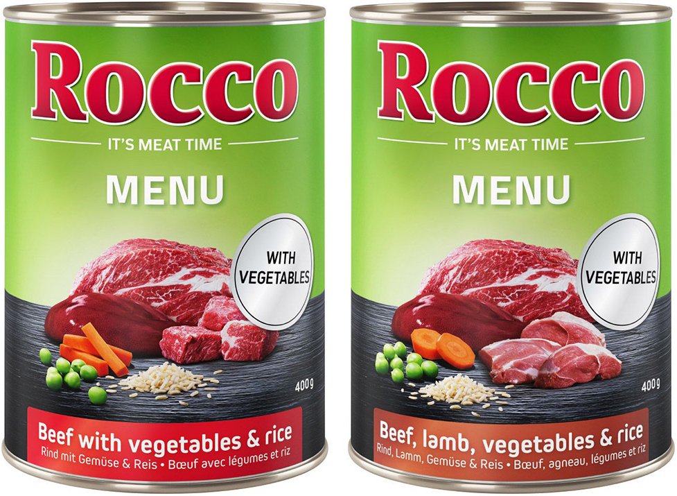 Sparpaket Rocco Menü 24 x 400 g / 800 g - 24 x 400g: Mix - Rind & Rind mit Lamm