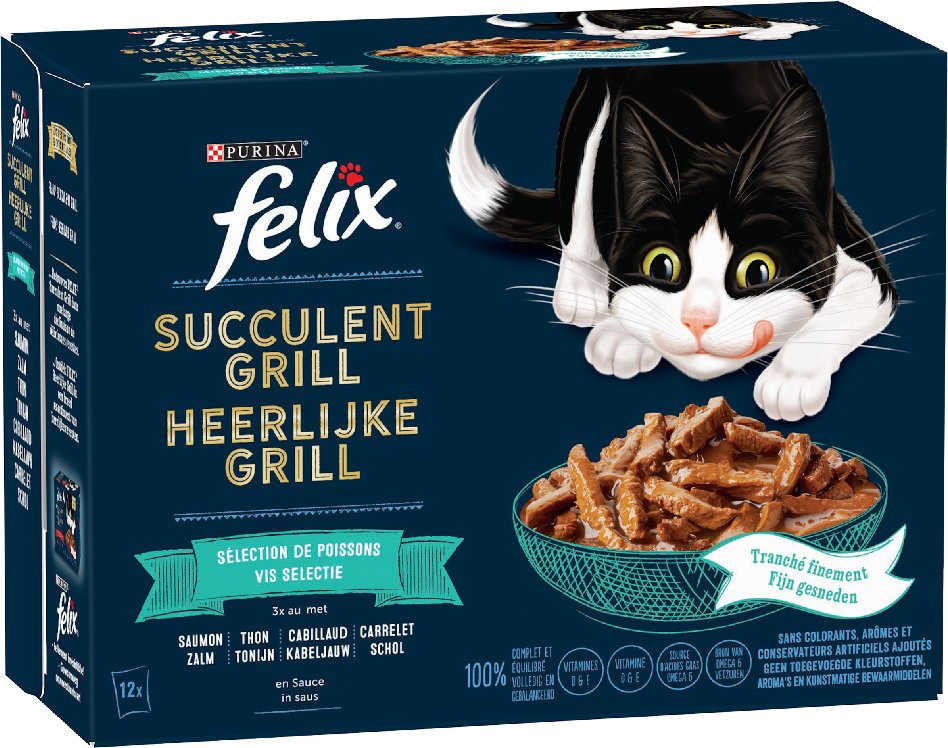 Felix "Tasty Shreds" Pouches 12 x 80 g - Geschmacksvielfalt aus dem Wasser (Lachs, Kabeljau, Thunfisch, Scholle)