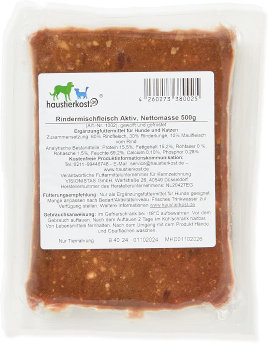 Haustierkost Rindermischfleisch Aktiv - 12 x 500 g