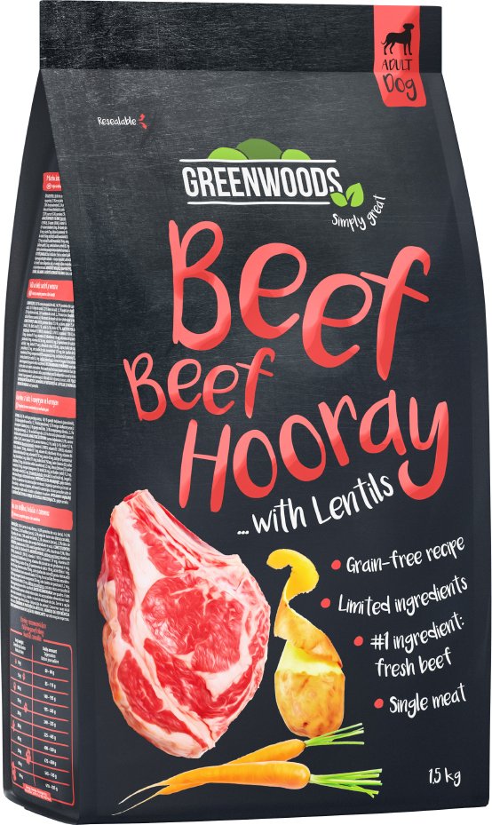 Greenwoods Rind mit Linsen, Kartoffeln und Karotten Sparpaket: 4 x 1,5 kg