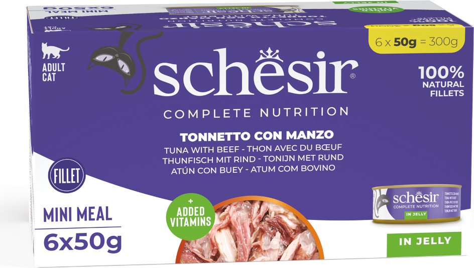 Schesir Complete Nutrition Filet in Gelee 6 x 50 g - Thunfisch mit Rindfleisch