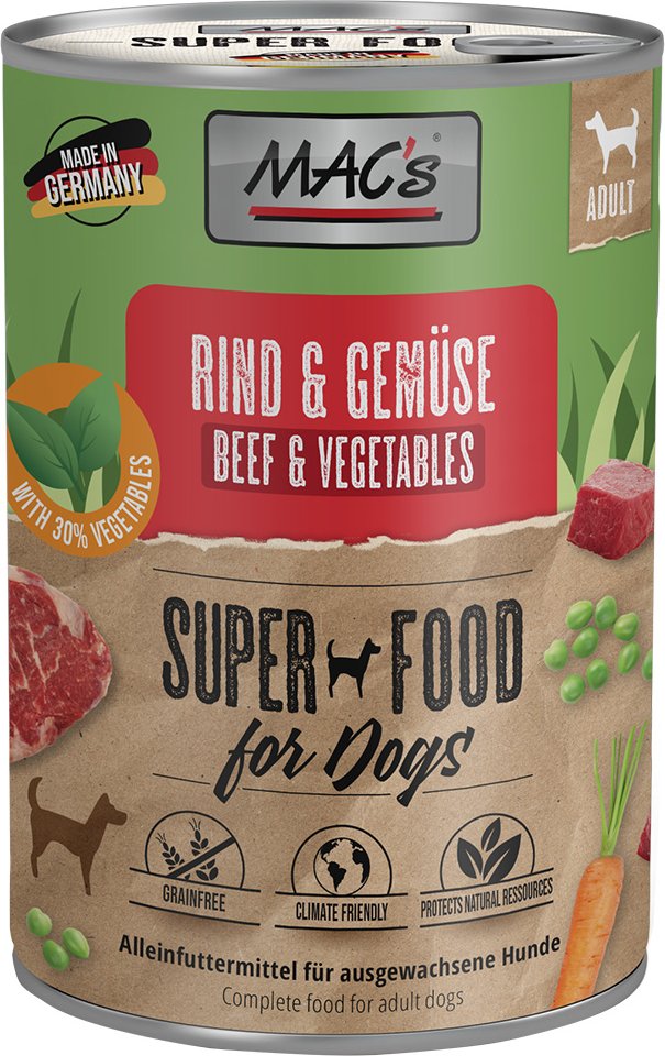 MAC's Nassfutter für Hunde 6 x 400 g - Rind & Gemüse