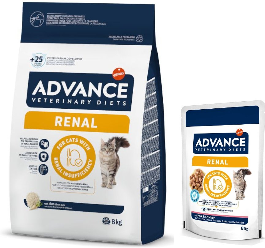 8 kg Advance Veterinary Diets + 12 x 85 g passendes Nassfutter zum Sonderpreis! - Renal