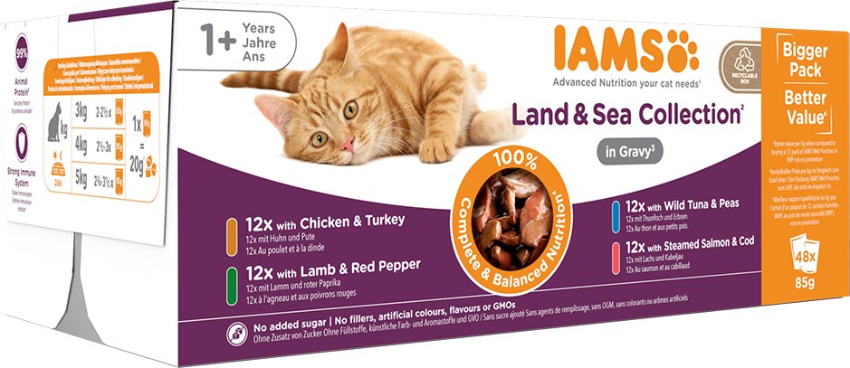 IAMS Advanced Nutrition Adult Land & Sea Mix - Sparpaket: in Sauce (48 x 85 g)