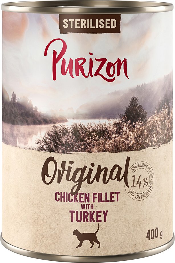 Purizon Adult 12 x 400 g - getreidefrei - Adult Sterilised: Hühnerfilet mit Truthahn