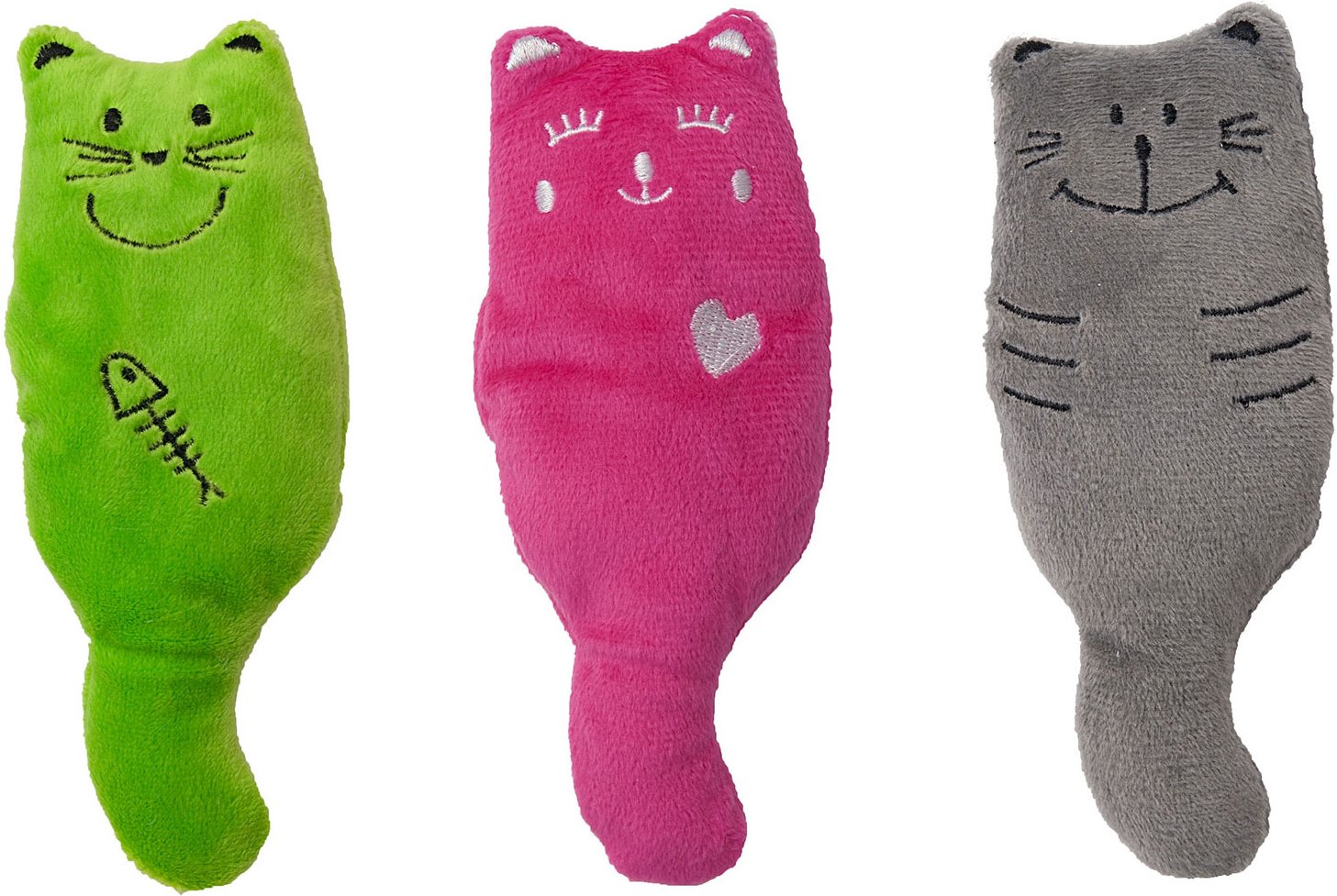 Aumüller Katzenspielkissen Plüschkatzen - 3er Set