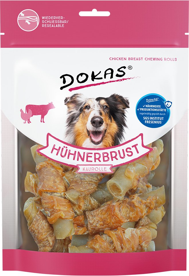 Dokas Hundesnack Hühnerbrust Kaurolle - Sparpaket: 4 x 250 g