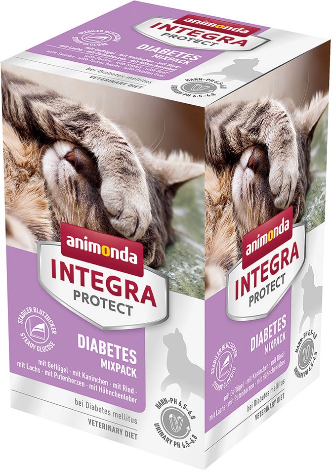 Sparpaket animonda Integra Protect Adult Diabetes Schale 24 x 100 g - Mixpaket 1 (6 Sorten)