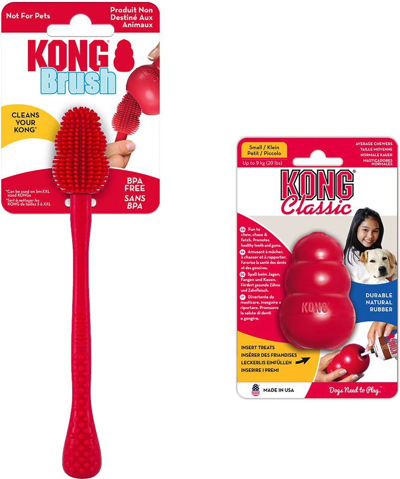 Sparset: KONG Classic + KONG Reinigungsbürste - KONG Classic S (7 cm)+ Reinigungsbürste S-XXL