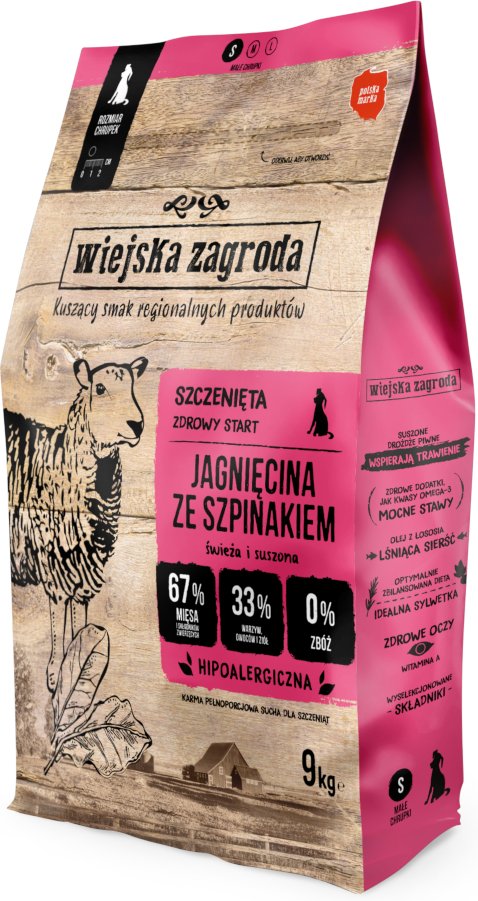 Wiejska Zagroda Puppy Lamm mit Spinat - 9 kg