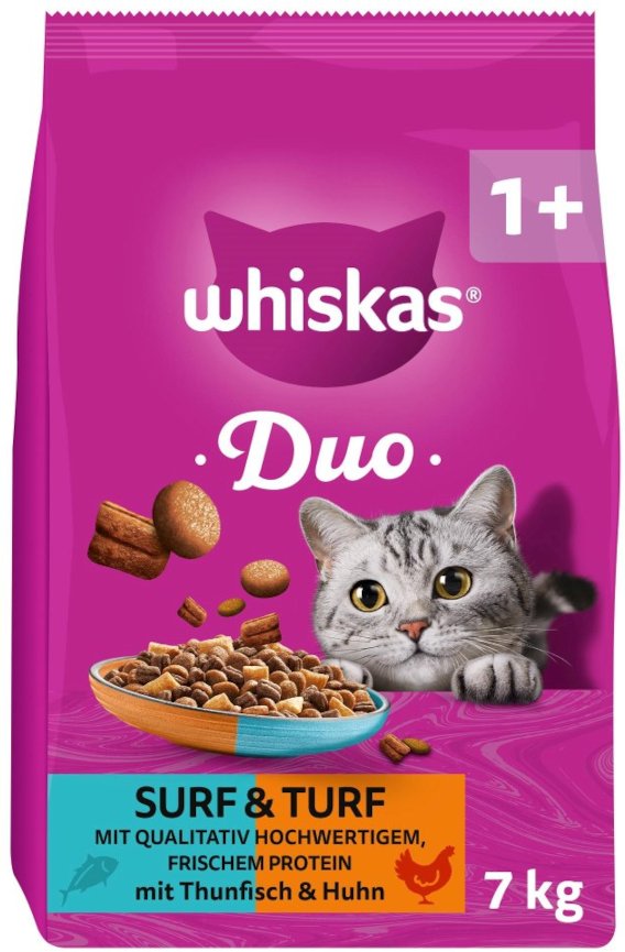 Whiskas 1+ Duo Surf & Turf Thunfisch & Huhn - Sparpaket: 2 x 7 kg