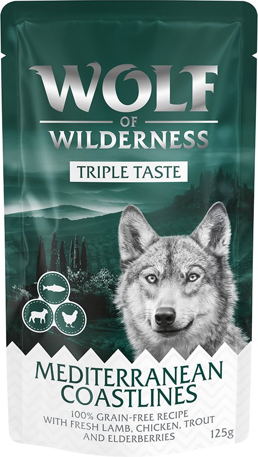 Wolf of Wilderness Adult - "Triple Taste" 12 x 125 g Mediterranean Coastlines -  Lamm, Huhn, Forelle