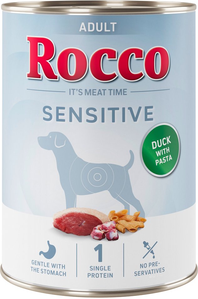 Sparpaket Rocco Sensitive 24 x 400 / 800 g Neue Rezeptur - 24 x 400 g: Ente mit Nudeln