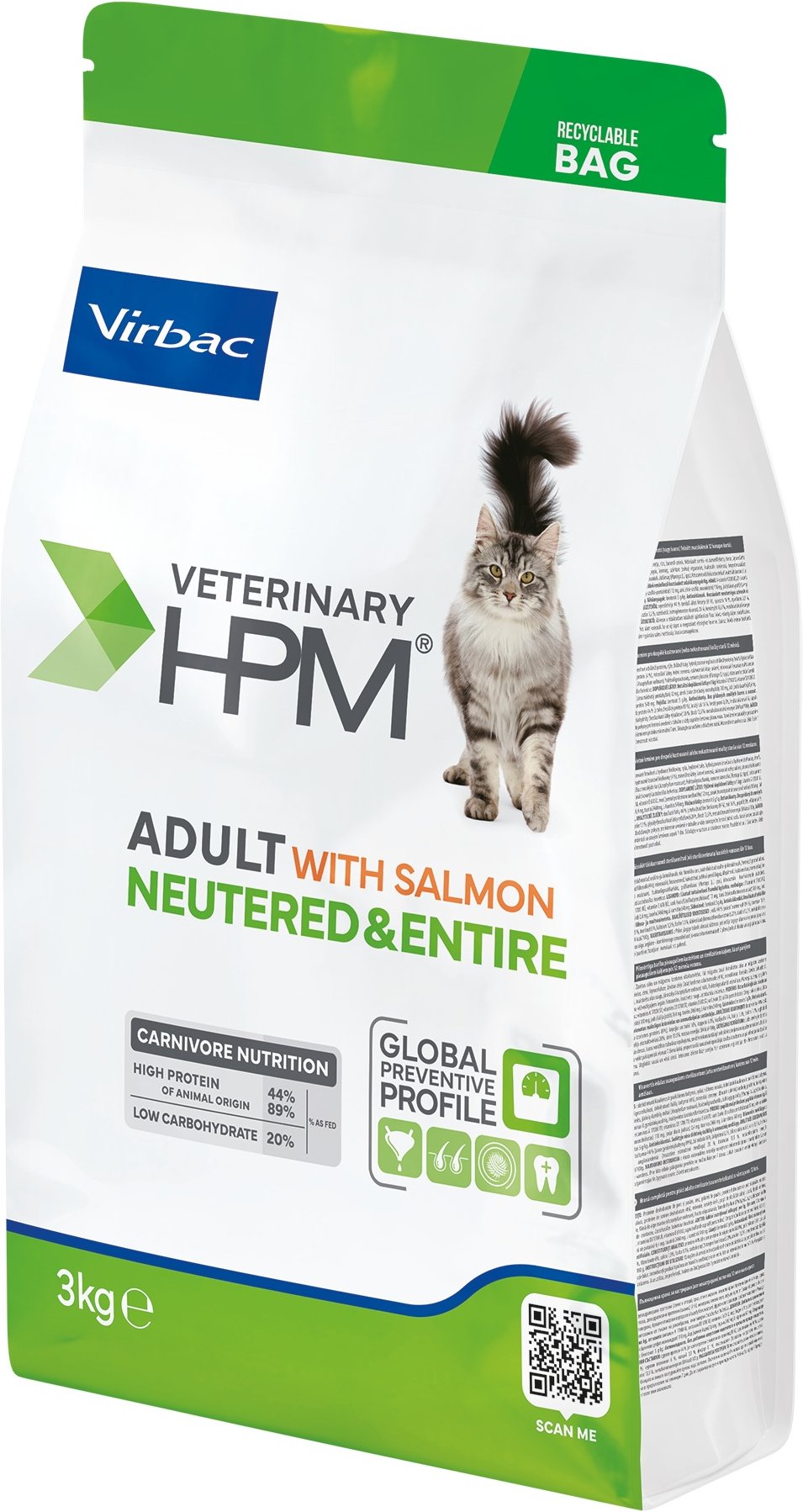 Virbac Veterinary HPM Adult Lachs Neutered & Entire Cat - 3 kg