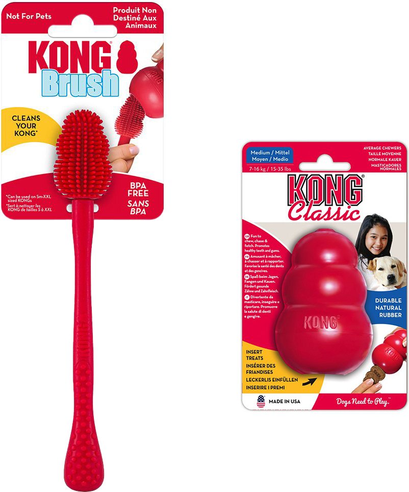 Sparset: KONG Classic + KONG Reinigungsbürste - KONG Classic M (8,5 cm) + Reinigungsbürste S-XXL