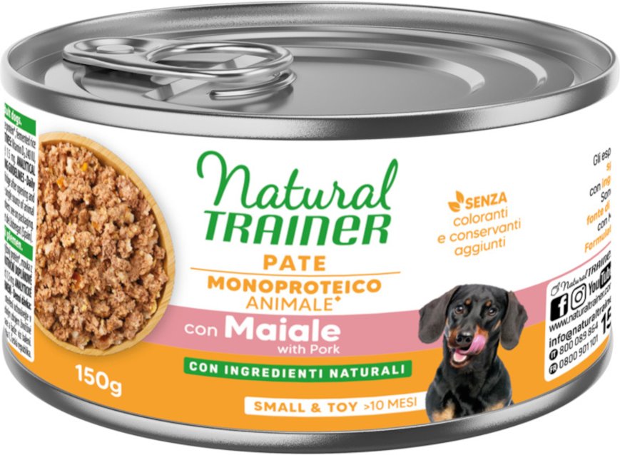 Natural Trainer Pate Monoproteico Small & Toy Adult - Sparpaket: 24 x 150 g Schweinefleisch