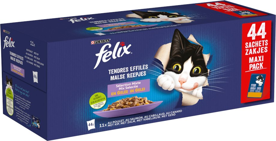 Sparpaket Felix "So gut wie es aussieht" Pouches 88 x 85 g - Huhn, Lachs, Kabeljau, Ente