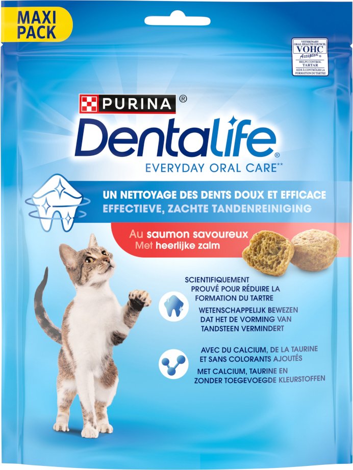 PURINA Dentalife Tägliche Katzen-Zahnpflege-Snacks - Sparpaket: 2 x 140 g mit Lachs
