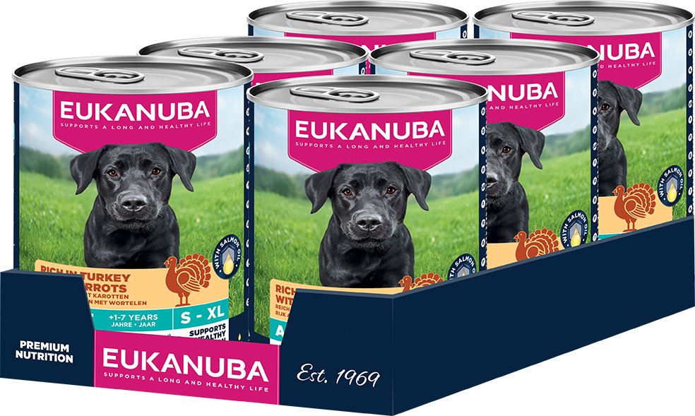 Eukanuba Adult Reich an Pute mit Karotten - Sparpaket: 48 x 400 g